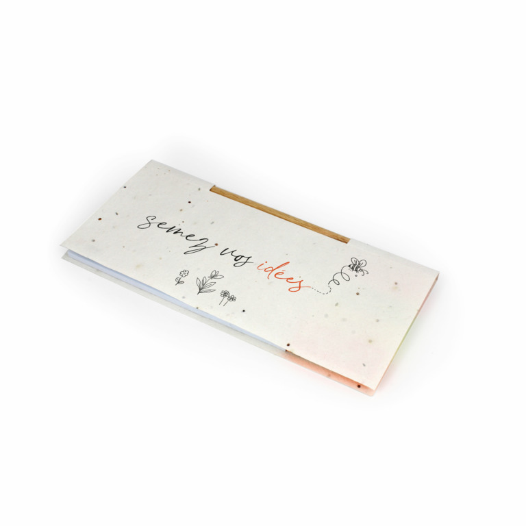 Grand bloc-note en papier graines personnalisable -
