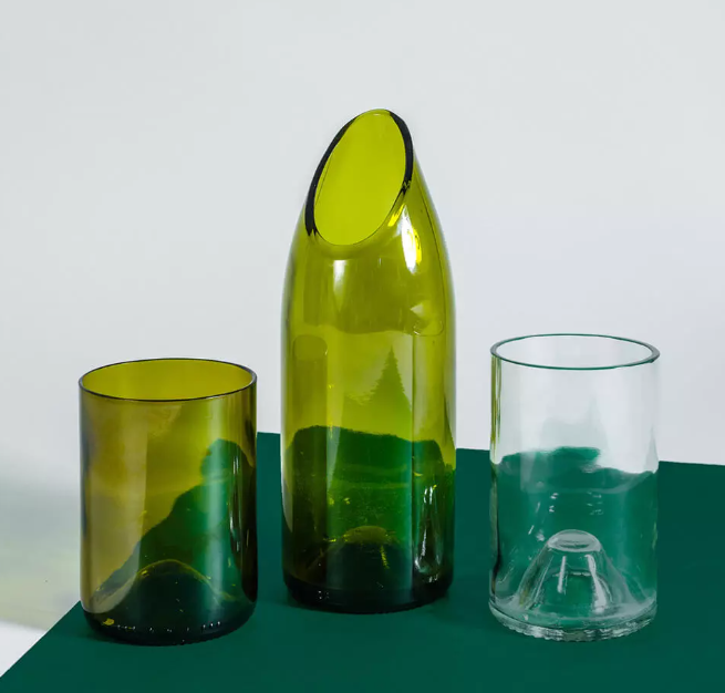 Ensemble de table en verre upcyclé Made in France - La Culottée -