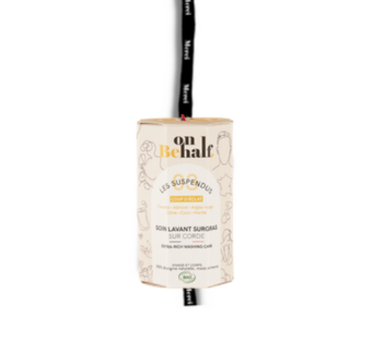 Savon surgras octogonal et corde personnalisable à suspendre