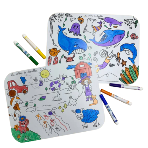 Set de table de coloriage réutilisable et lavable