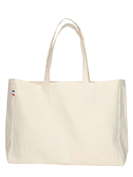 Sac cabas avec soufflet en coton recyclé Made in France - Pierre