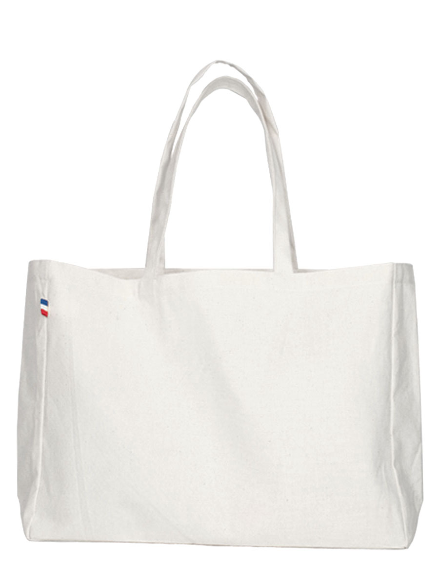 Sac cabas avec soufflet en coton recyclé Made in France - Pierre -