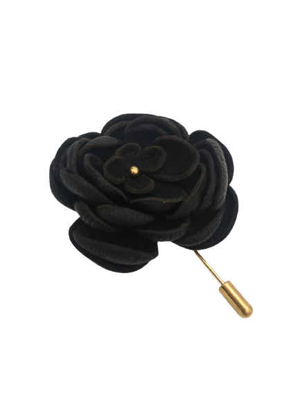 Broche fleur en cuir upcyclé Made in France