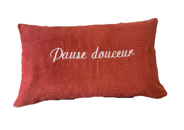 Coussin en velours côtelé Made in France -