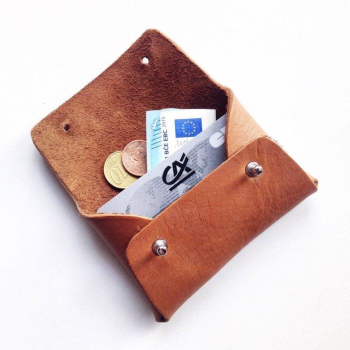 Porte-cartes en cuir fabriqué à la main - Loup - 5