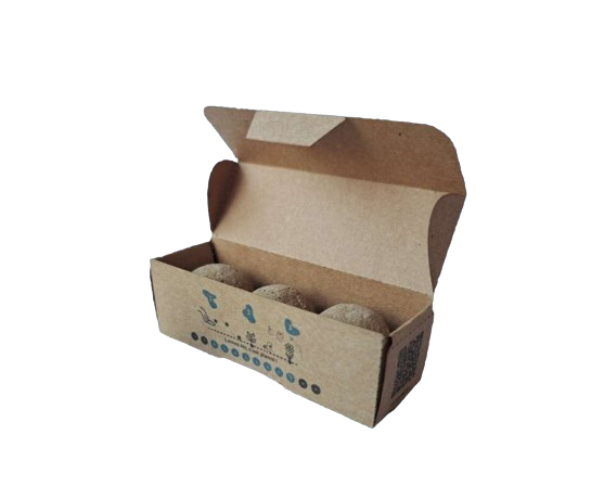 3 balles de graines bio dans une boite kraft - Made in France