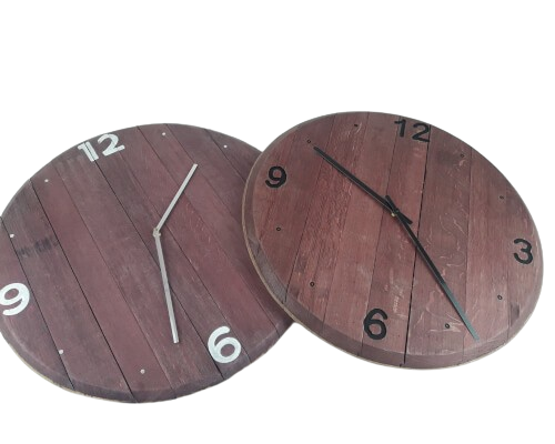 Horloge en douelle de tonneau de vin - Made in France