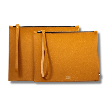 Pochette range tout en cuir recyclé Made in France