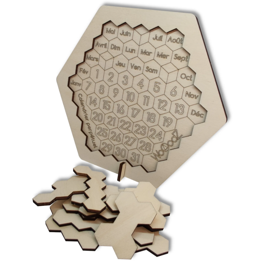 Puzzle calendrier perpétuel en bois Made in France
