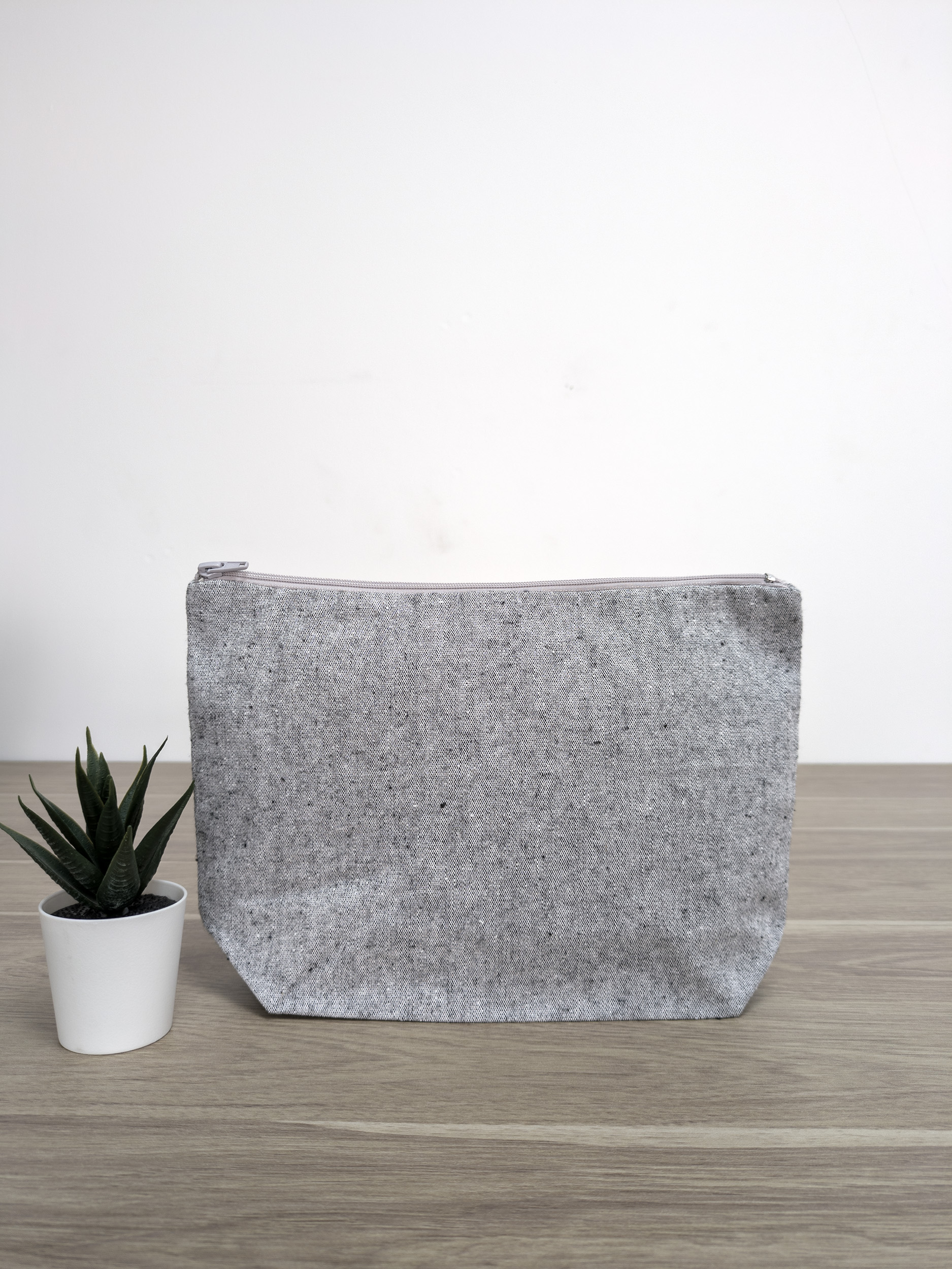 Trousse en coton recyclé avec zip certifié GRS - 280 gr -