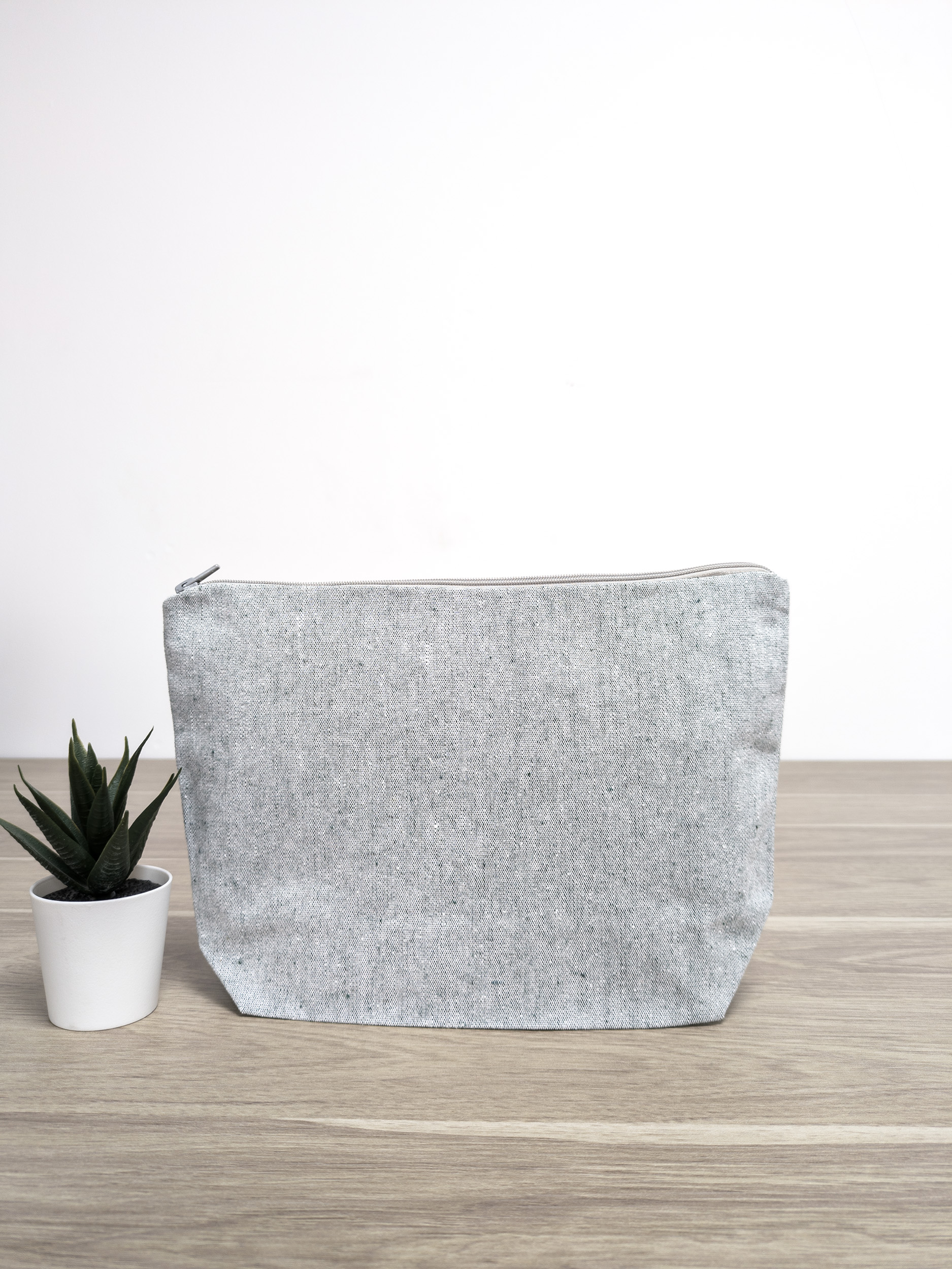 Trousse en coton recyclé avec zip certifié GRS - 280 gr -