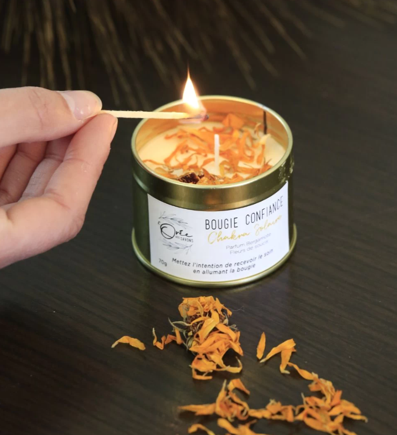 Bougie dans un pot en aluminium artisanale Made in France -