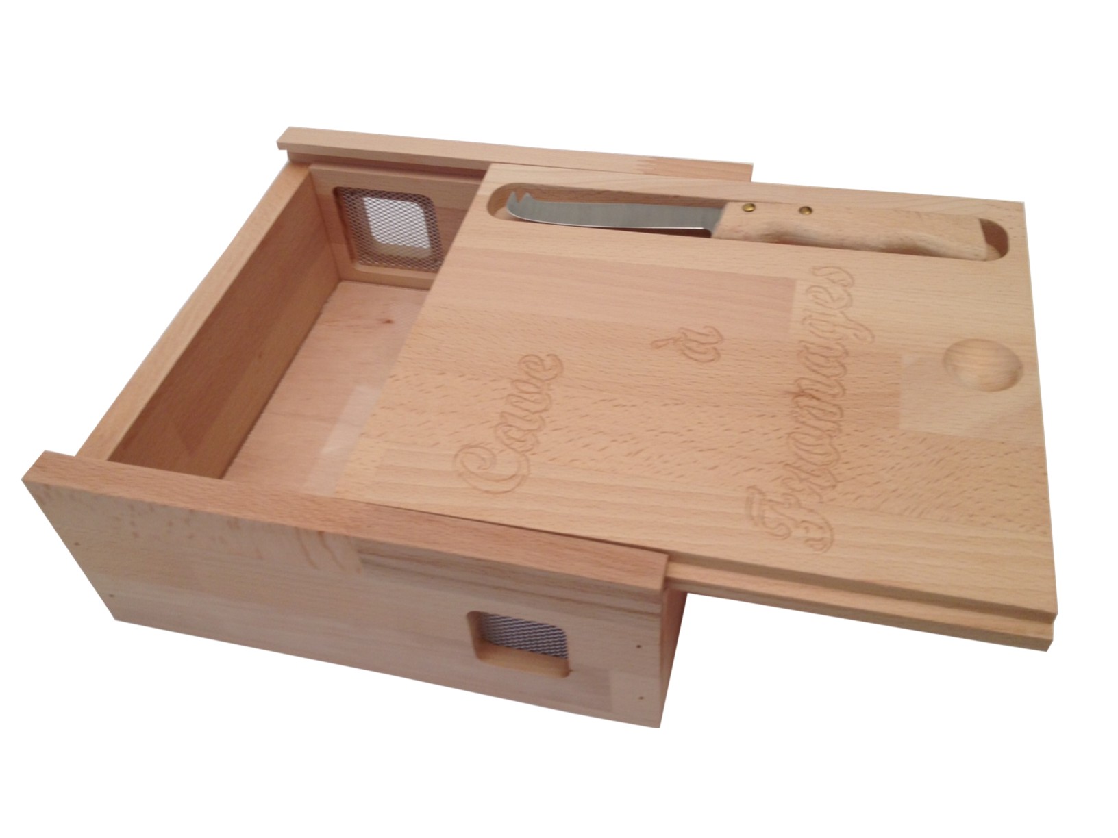 Cave à fromage avec planche à découper Made in France