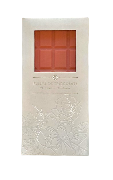 Tablette de chocolat blanc bio à la rose de Damas Made in France