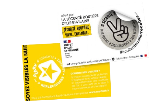 Auto-collant en textile réfléchissant réutilisable Made in France  -