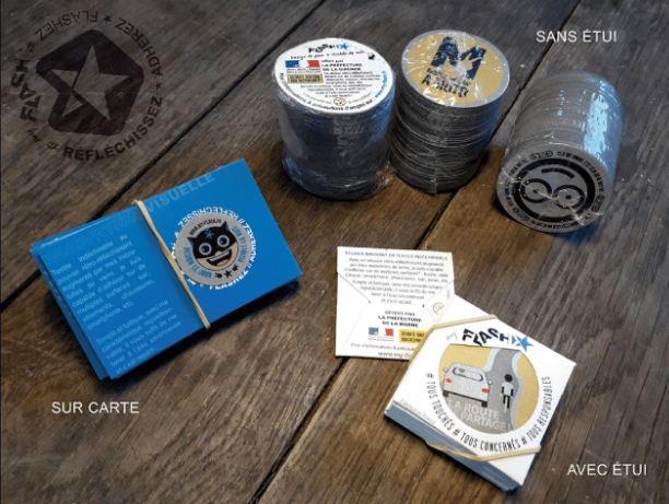 Auto-collant en textile réfléchissant réutilisable Made in France  -