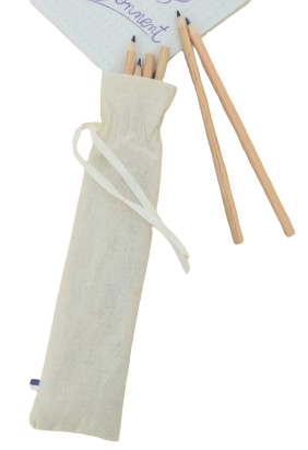 Pochette avec crayons de couleur en coton certifié Made in France -