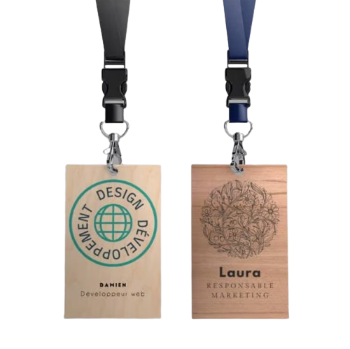 Badge en bois avec trou Made in France