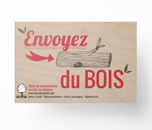 Carte postale en bois 10 x 15 cm Made in France -