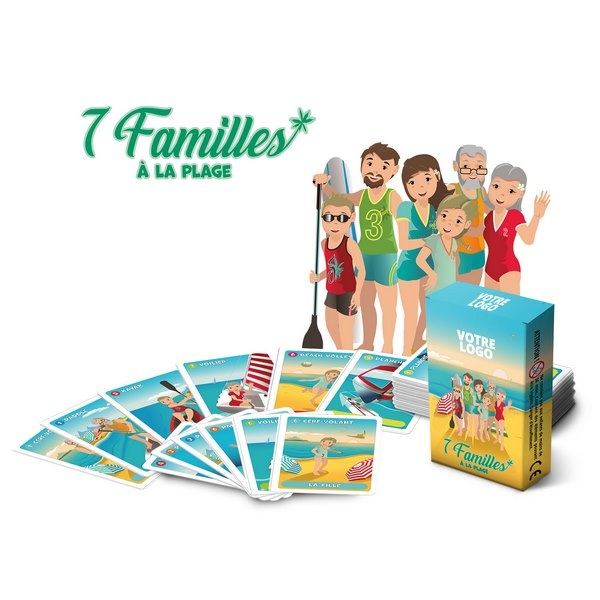 7 familles - à la plage - 44 cartes personnalisables-carton 250 g