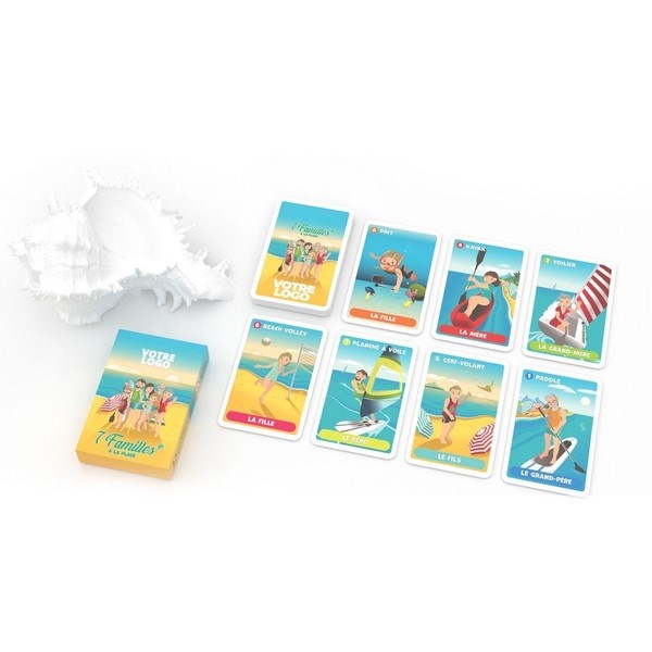 7 familles - à la plage - 44 cartes personnalisables-carton 250 g -