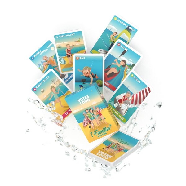 7 familles - à la plage - 44 cartes personnalisables-carton 250 g -