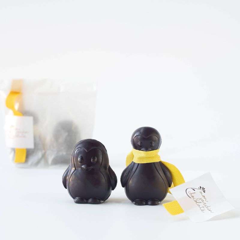 Deux pingouins en chocolat bio Made in France -