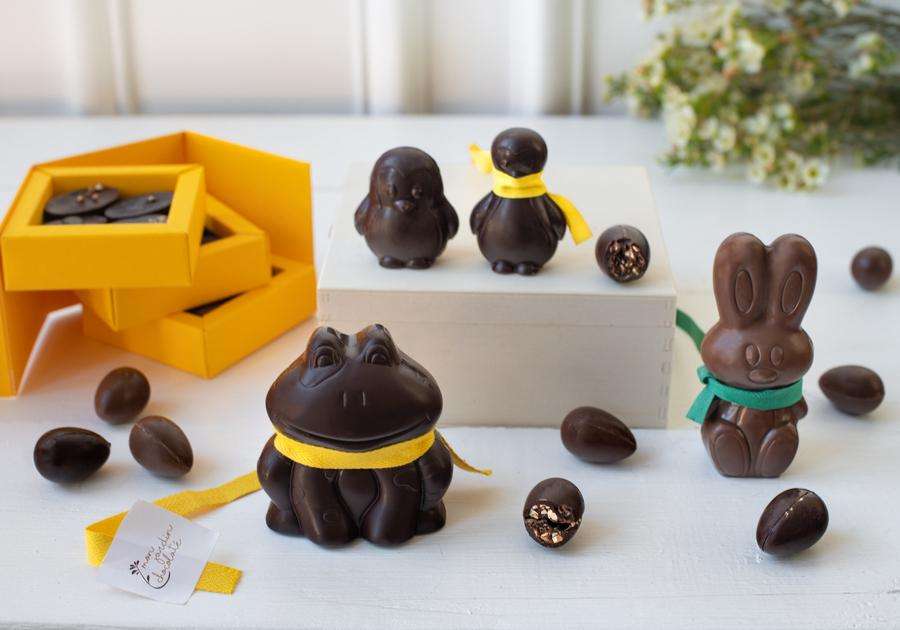 Deux pingouins en chocolat bio Made in France -