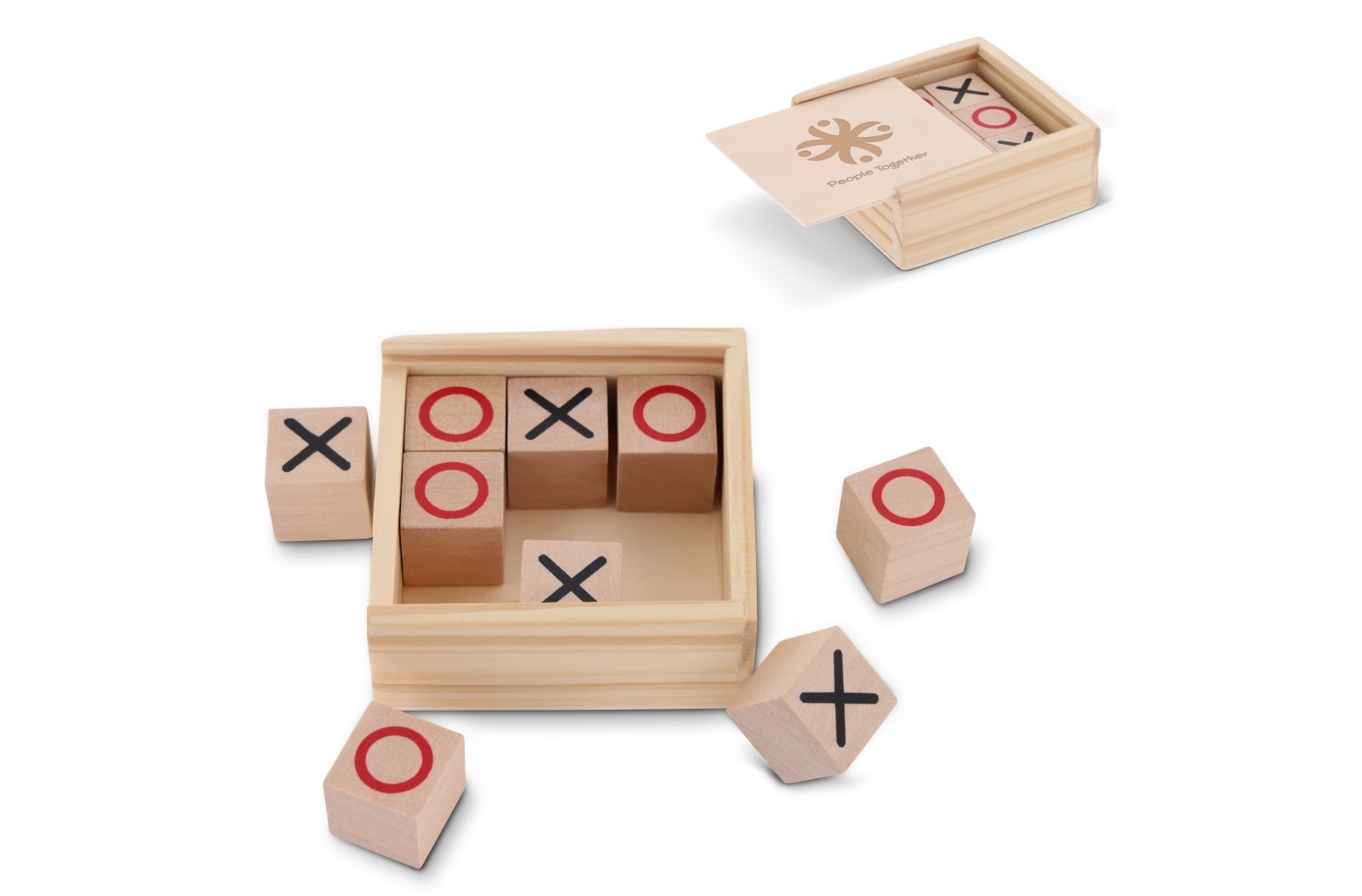 Set Tic Tac Toe dans une boîte en bois