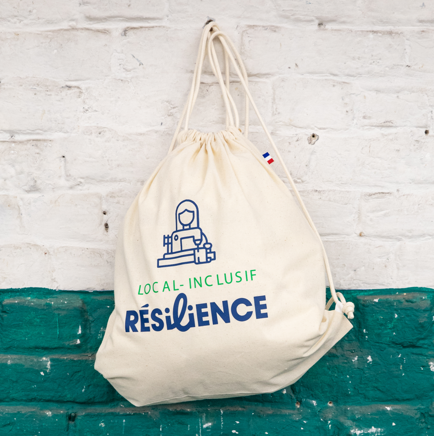 Sac à dos avec double cordon en coton recyclé  -