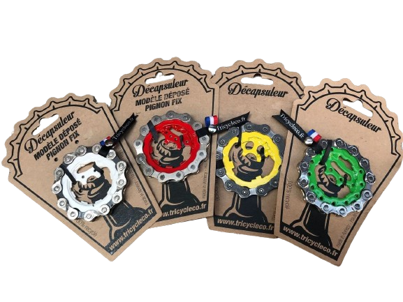 Décapsuleur en pignons fix de vélos upcyclés -