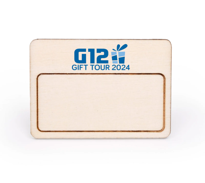 Badge nominatif réutilisable en bois -