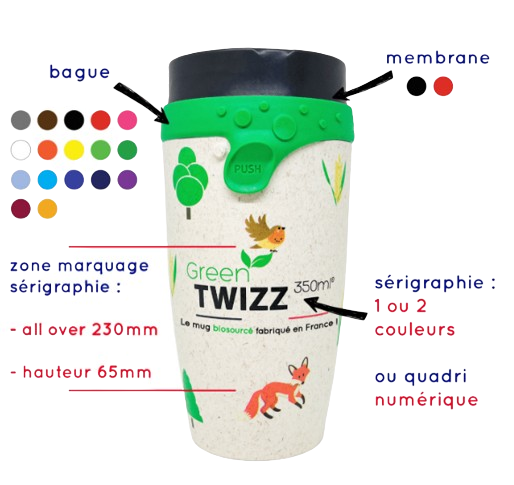Mug biosourcé en fibre de bois 350 ml - Green Twizz -