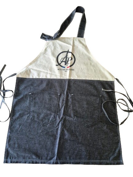 Tablier en coton et denim upcyclé Made in France 
