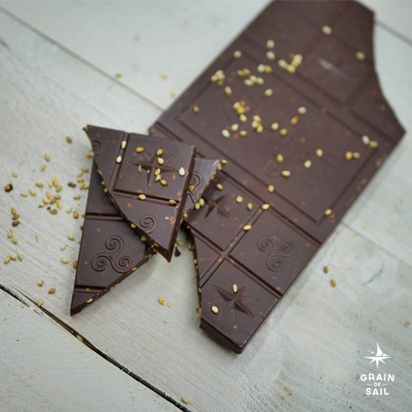 Tablette de chocolat noir bio - Sésame Torréfié -