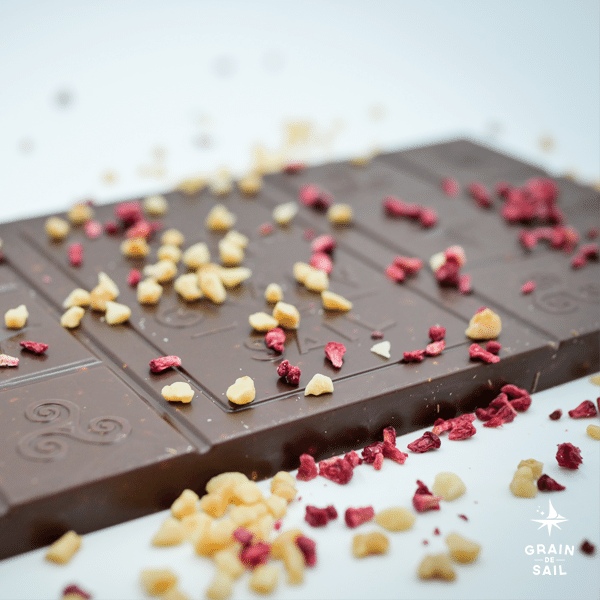 Tablette de chocolat noir bio - Framboise et Pralin -