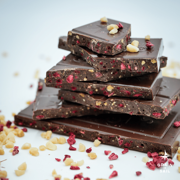 Tablette de chocolat noir bio - Framboise et Pralin -