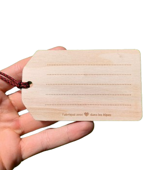 Etiquette de bagage en bois Made in France