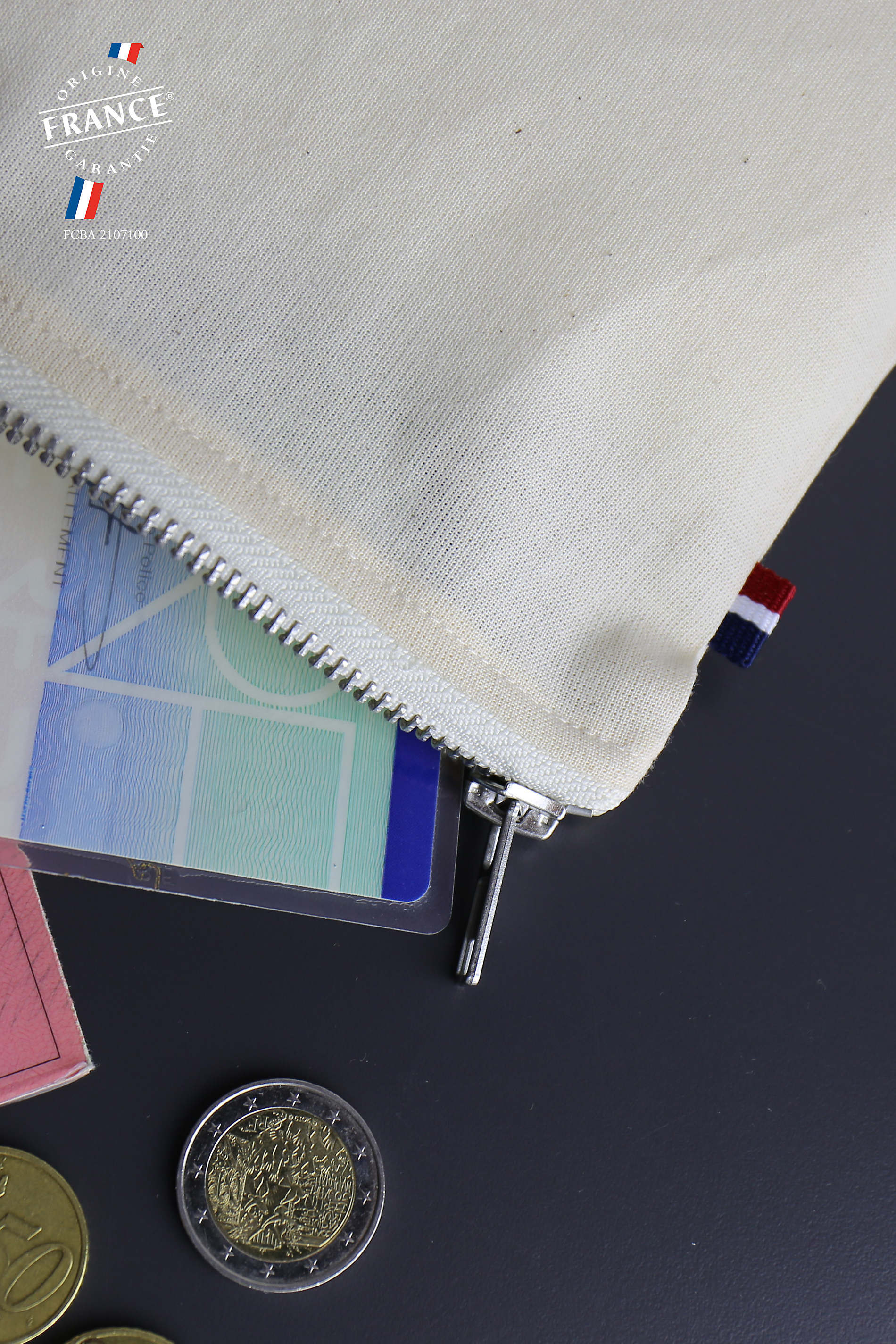 Trousse zippée en coton bio Made in France - Maé -