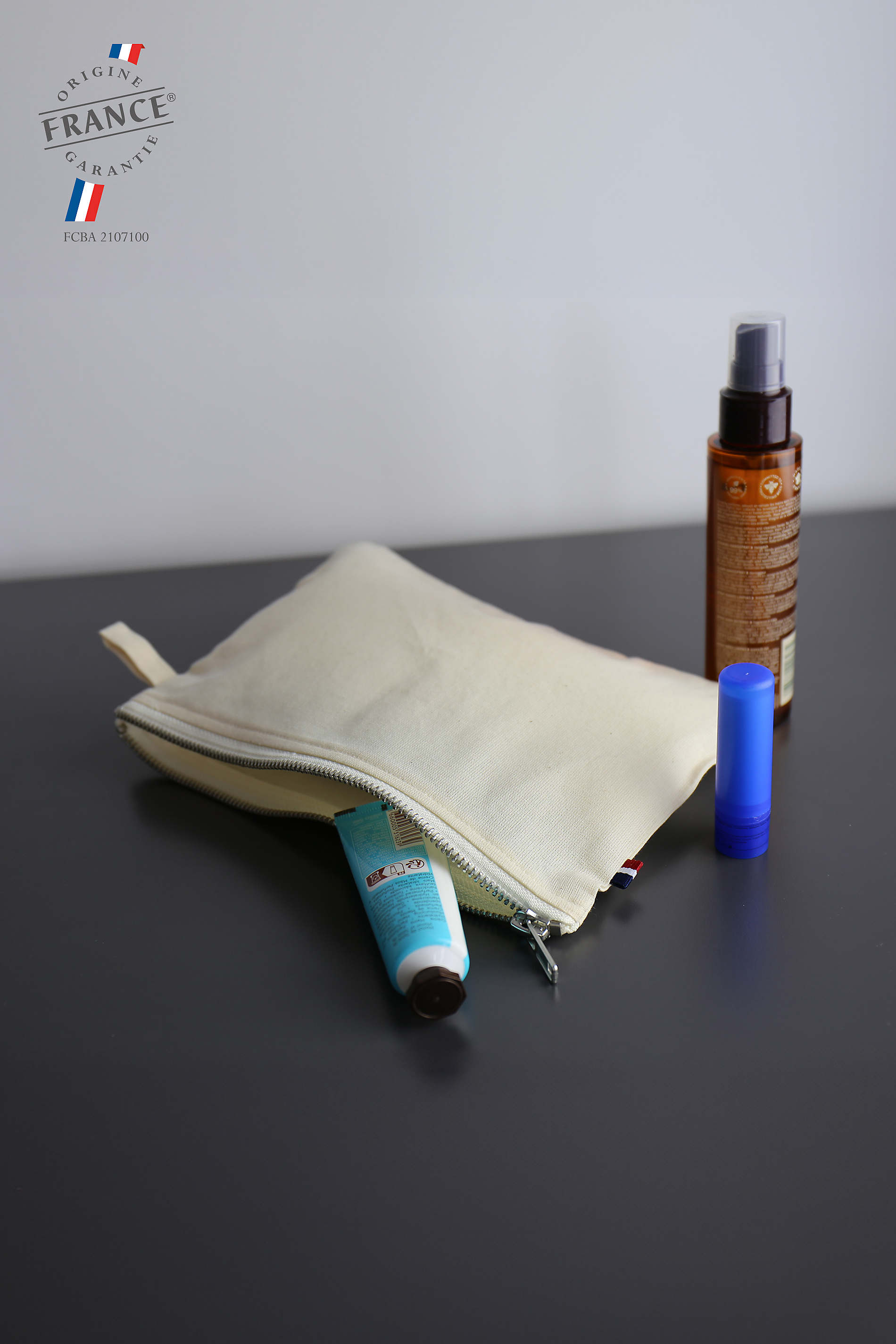 Trousse zippée en coton bio Made in France - Maé -