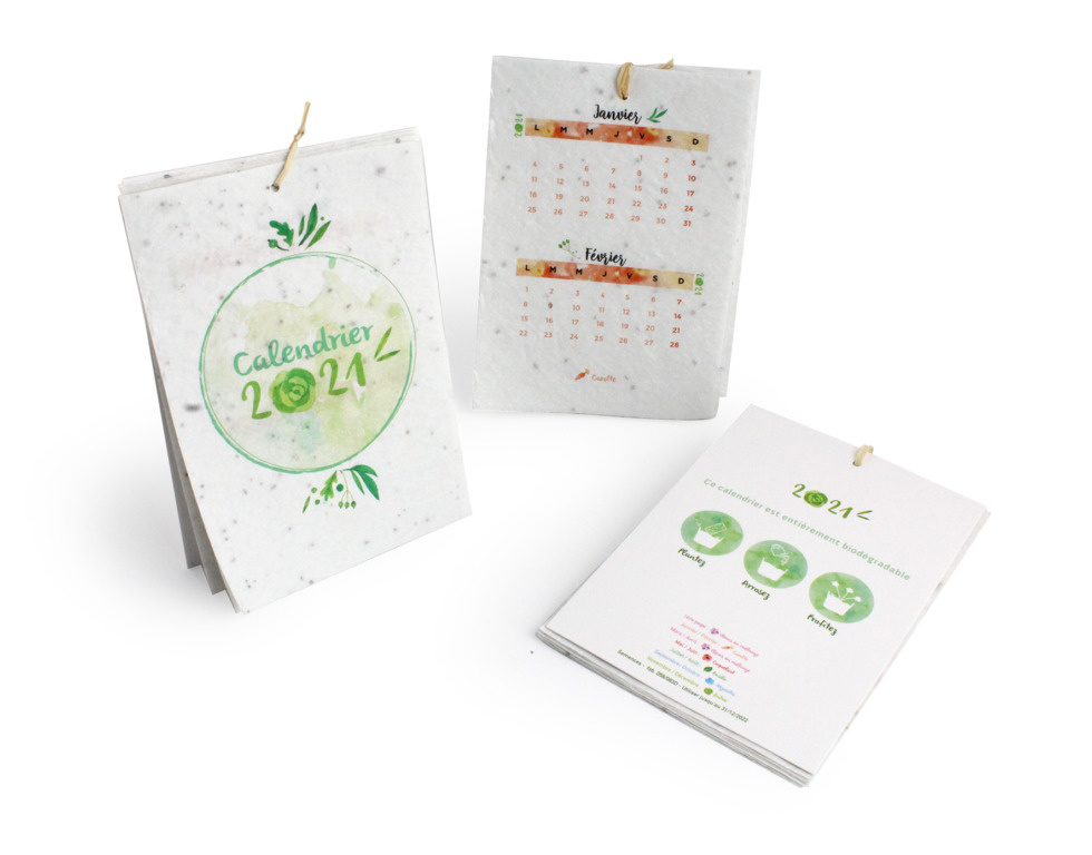 Calendrier A6 papier graines à planter -
