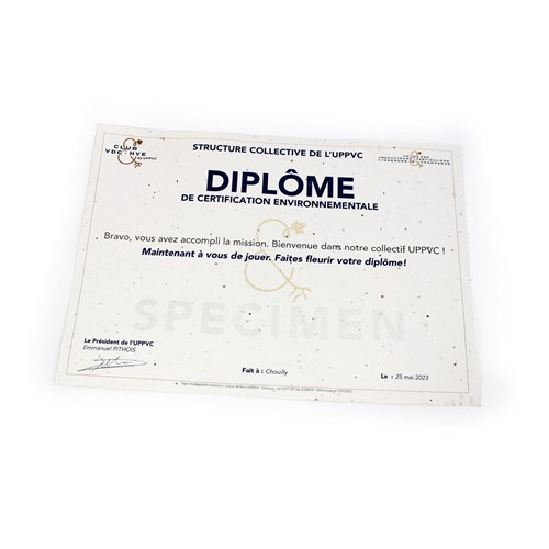 Diplôme A4 en papier graines