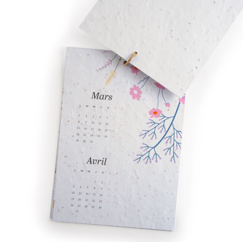 Calendrier en papier graines à planter personnalisable 