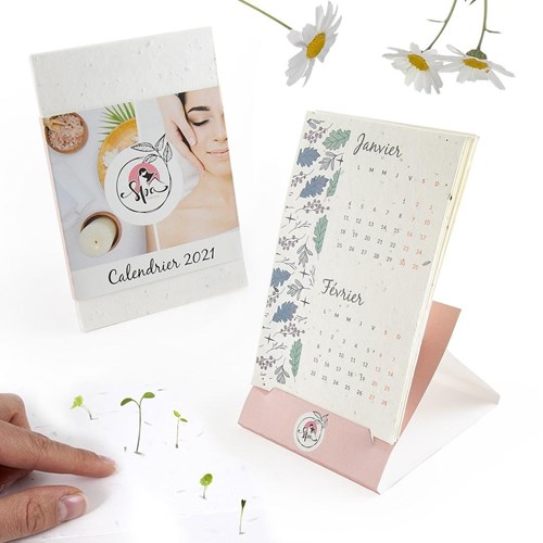 Calendrier avec chevalet en papier graines à planter 