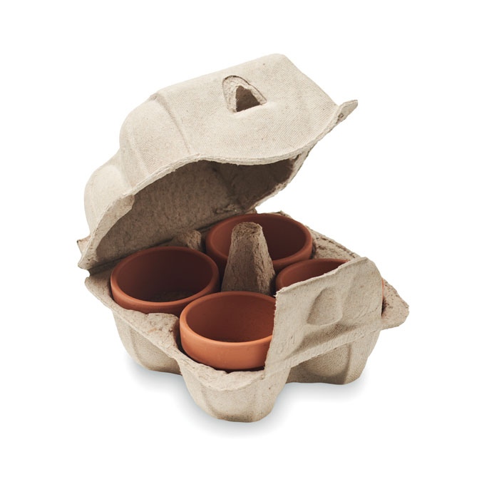 Lot de 4 pots en terre cuite avec graines - Cress -