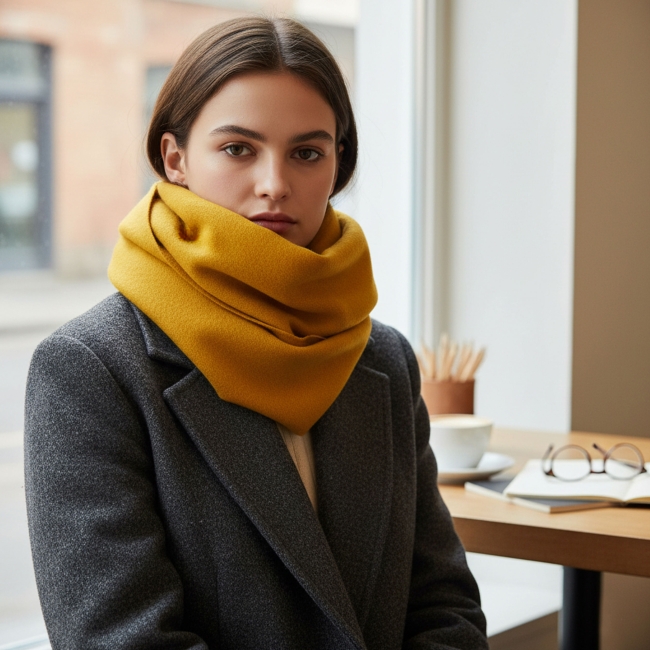 Echarpe unie d'hiver avec petites franges - 6