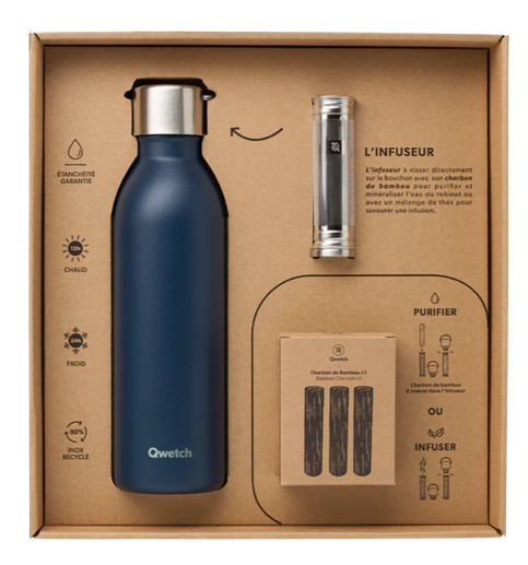 Coffret bouteille isotherme avec infuseur - 600 ml