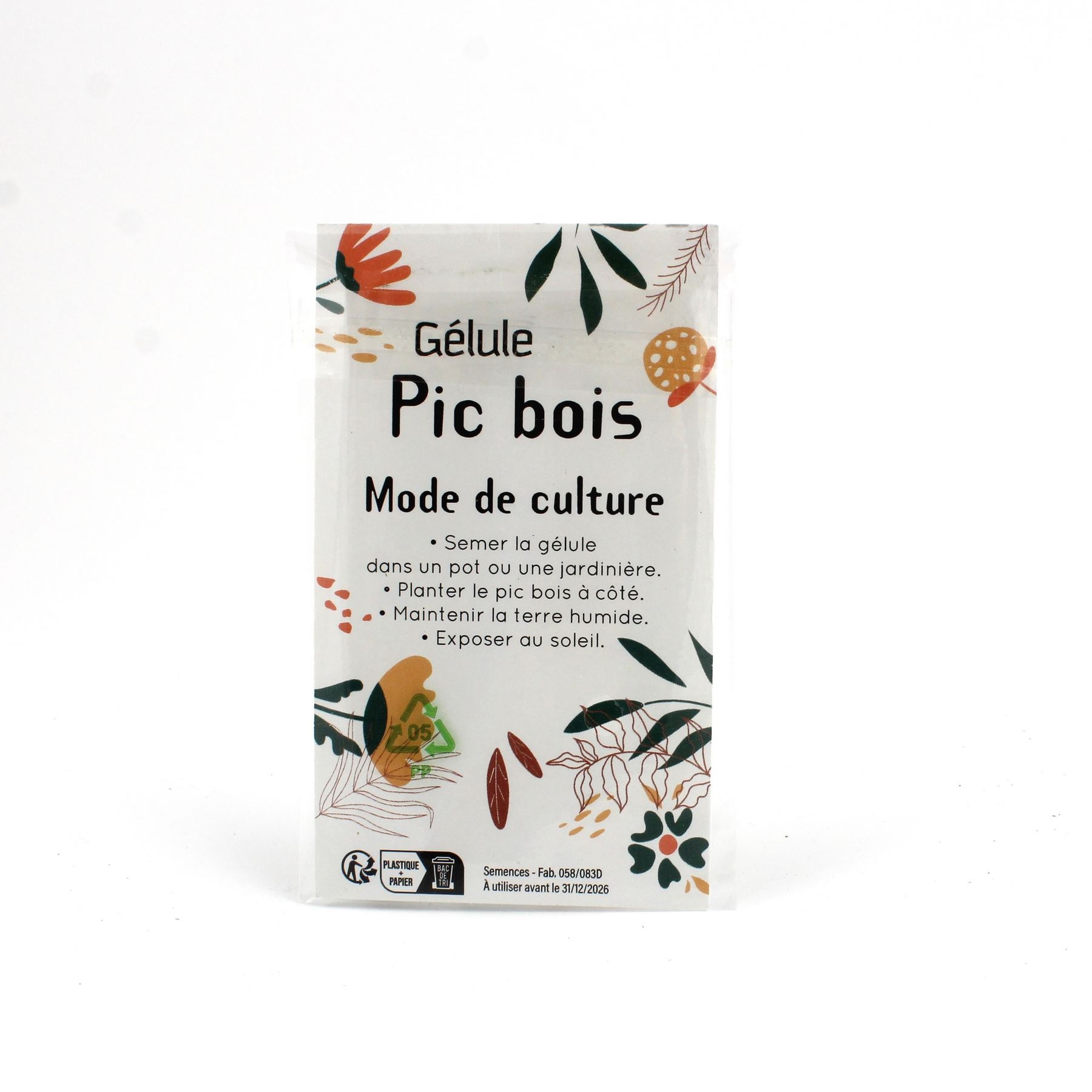 Pic en bois de peuplier avec gélule de graines -