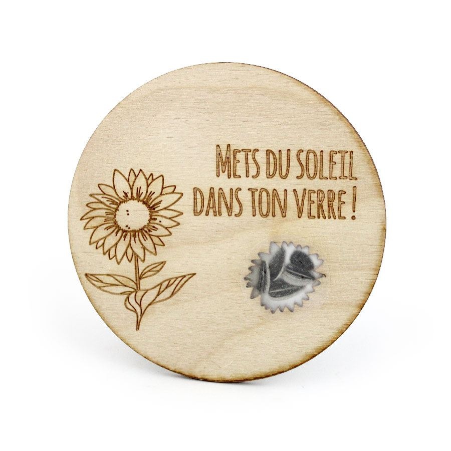 Sous bock bois avec pastille en amidon à planter -