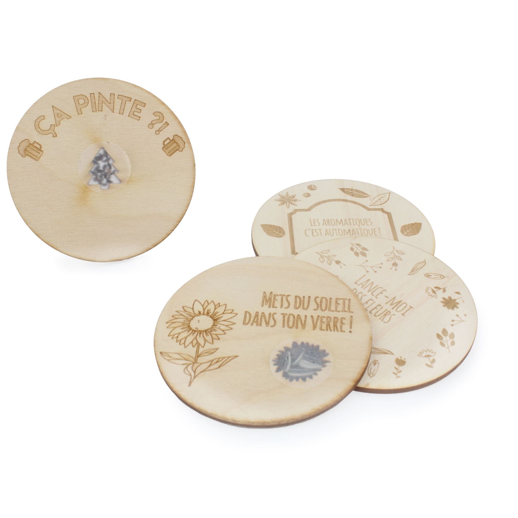 Sous bock bois avec pastille en amidon à planter -